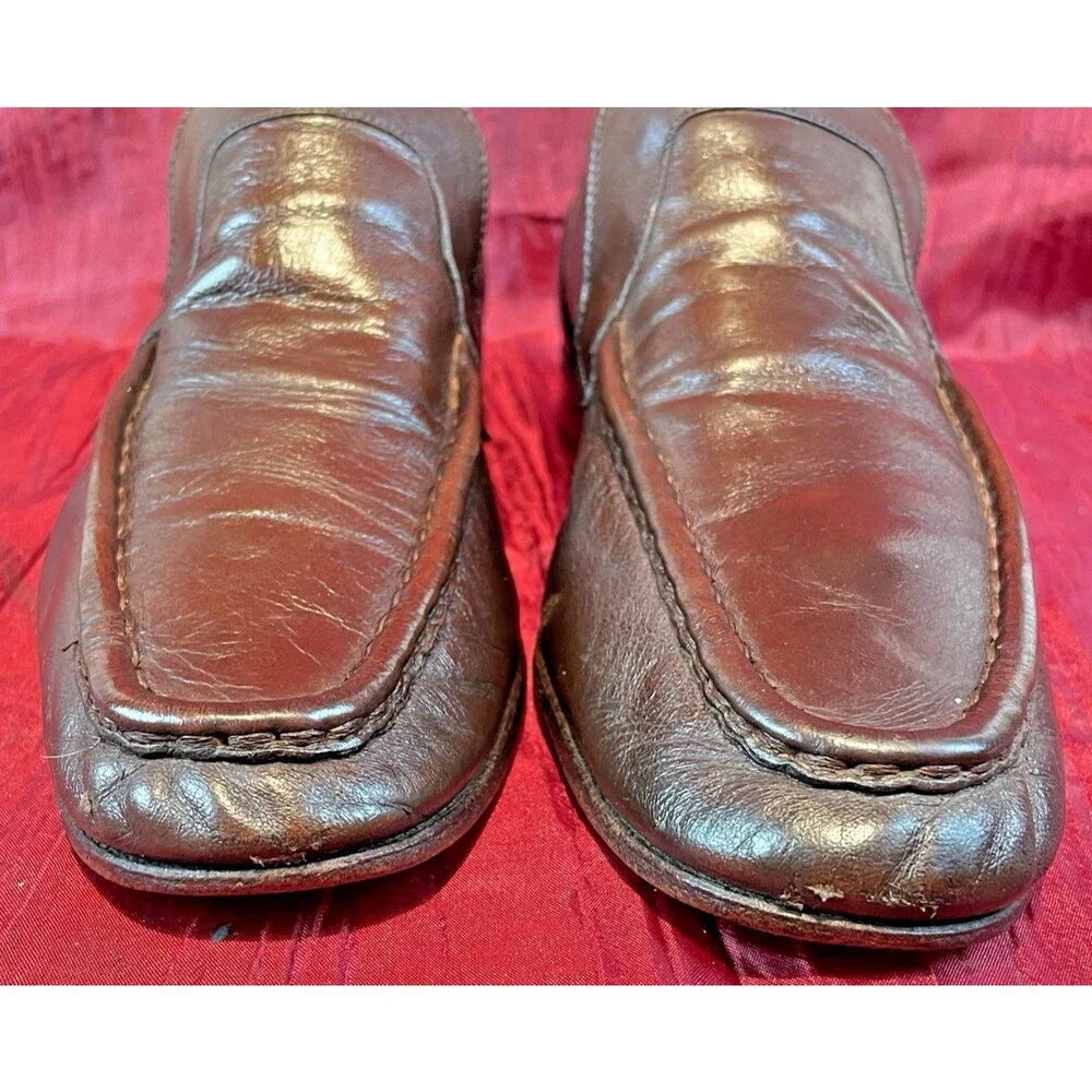 Mens Hanover Softech Brown Leather Loafers sz 9D